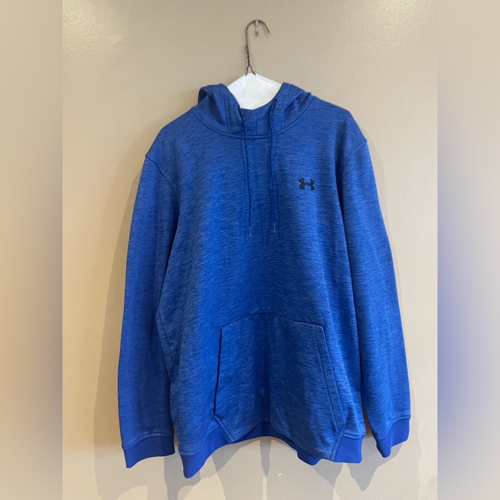 Under Armour ColdGear Blue Hooded Pullover Logo Sweatshirt, Mens XL